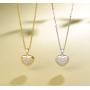 FANCIME Sterling Silver Heart Necklace Cubic Zirconia CZ Gemstone Dainty Interlocking Pave Fine Jewelry Gifts for Women Girls Mom,16+ 2'' Extender