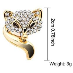 KENYG Lovely Rhinestone Fox Brooches Pins Women Shirt Collar Decoration Jewellery 2 PCS