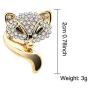 KENYG Lovely Rhinestone Fox Brooches Pins Women Shirt Collar Decoration Jewellery 2 PCS