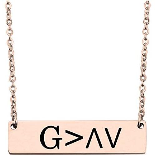 KUIYAI God is Greater Than The Highs and Lows Bar Necklace Religious Jewelry