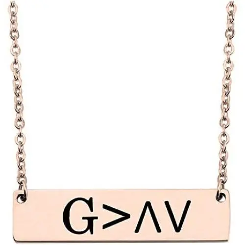 KUIYAI God is Greater Than The Highs and Lows Bar Necklace Religious Jewelry