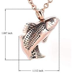 Cremation Jewelry for Ashes Stainless Steel Fish Shape Pendant Memorial Urn Necklace Keepsake Jewelry for Men Women