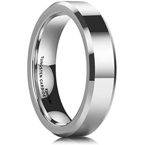 King Will BASIC Mens 4mm/5mm/6mm/7mm/8mm Tungsten Carbide Ring Polished Plain Comfort Fit Wedding Engagement Band