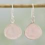 NOVICA Rose Quartz .925 Sterling Silver Dangle Earrings Dancing Soul