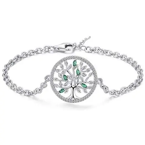 Women Tree Of Life Bracelet,925 Sterling Silver Adjustable Link Bracelet Charm Pendant With Cubic Zirconia&Birthday Stone,Tree Jewelry Bracelet Gift For Women &Teen Girls (With Fine Jewelry Box) Women Tree Of Life Bracelet,925 Sterling Silver Adjustable Link Bracelet Charm Pendant With Cubic Zirconia&Birthday Stone,Tree Jewelry Bracelet Gift For Women &Teen Girls (With Fine Jewelry Box)