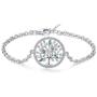 Women Tree Of Life Bracelet,925 Sterling Silver Adjustable Link Bracelet Charm Pendant With Cubic Zirconia＆Birthday Stone,Tree Jewelry Bracelet Gift For Women ＆Teen Girls （With Fine Jewelry Box)