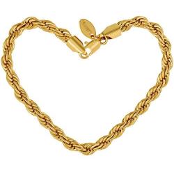 LIFETIME JEWELRY 6mm Rope Chain Bracelets for Women and Men 24k Real Gold Plated