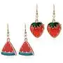 DAMLENG Charm Red Transparent Strawberry Watermelon Dangle Earrings Enamel Alloy Assorted Fruits Drop Earrings for Women Girls Statement Jewelry Gifts