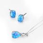 Mints Opal Jewelry Set Sterling Silver Pendant Necklace Stud Earrings October Birthstone Gemstone Fine Jewelry for Women