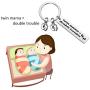 BAUNA Twin Mom Gift Twin Mama Keychain Mom of Twins Gift with Baby Feet Charm New Mom Jewelry