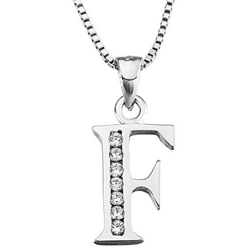 YFN Initial Pendant Necklace Sterling Silver with Cubic Zirconial 26 Letter Alphabet Jewelry for Women Teen Girl