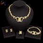 Yulaili XO Teddy Bear 18K Gold Plated Necklace Earrings Bracelet Ring Bridal Jewelry Sets for Women Jewellery Display