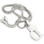 Fashion 21 Unisex Small Size Pave Initial Alphabet Letter Pendant 2mm 24 inches Box Chain Necklace