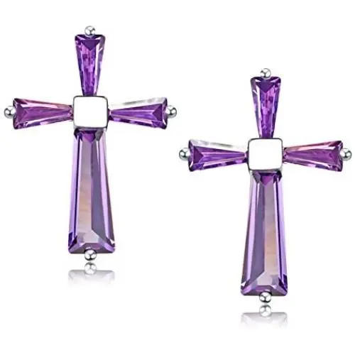 AllenCOCO 14K Gold Plated Girls Amethyst Cross Stud Earrings 925 Sterling Silver Earrings for Women AllenCOCO 14K Gold Plated Girls Amethyst Cross Stud Earrings 925 Sterling Silver Earrings for Women