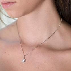 A+O Bridesmaid Jewelry Gift, Teardrop Pear Necklace in Gold, Rose Gold, Silver