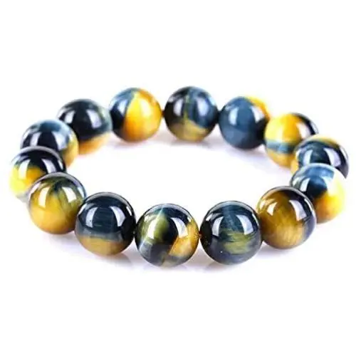 14mm Natural Gold Yellow Blue Tiger Eye Gemstone Crystal Round Bead Bracelet AAAA 14mm Natural Gold Yellow Blue Tiger Eye Gemstone Crystal Round Bead Bracelet AAAA