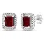 Gem Stone King 925 Sterling Silver Red Garnet Earrings For Women, 4.38 Cttw, Gemstone Birthstone, Emerald Cut 8X6MM