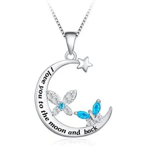 NUOKUN S925 Sterling Silver I Love You Mom Heart Pendant Necklace Jewelry Gift for Mothers Birthday