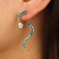Boaccy Crystal Earrings Snake Earring Jackets Ear Drop Green Jewelry for Women and Girls