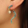 Boaccy Crystal Earrings Snake Earring Jackets Ear Drop Green Jewelry for Women and Girls