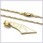 Fusamk Hip Hop Plated 18K Gold Israel Map Tag Pendant Necklace