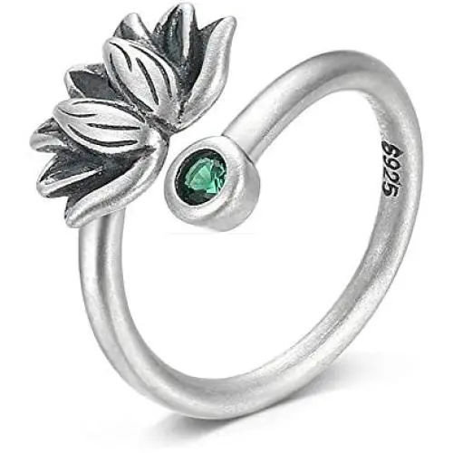 Real 925 Sterling Silver Lotus Open Rings for Women Men Gifts Vintage Floral Finger Ring Silver Fashion Party Jewelry Gifts Real 925 Sterling Silver Lotus Open Rings for Women Men Gifts Vintage Floral Finger Ring Silver Fashion Party Jewelry Gifts