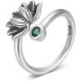 Real 925 Sterling Silver Lotus Open Rings for Women Men Gifts Vintage Floral Finger Ring Silver Fashion Party Jewelry Gifts