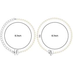 PANTIDE 2 Packs Y2K Pearl Heart Clasp Necklace Choker Silver Dainty Chain Link Necklace with Pearls 90s Antique Love OT Toggle Clasp Necklace Vintage Fashion Jewelry Accessories Gifts for Women Egirl