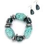 Imitation Stone Necklace and Earring Jewelry Set Twisty Chunky Pendant Dangle Gifts for Women Girls Wedding Party