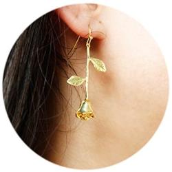 Romantic Rose Flower Dangle Hook Earrings for Women and Girl