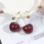 3D Dried Flower Red Cherry Drop Dangle Earrings Sweet Cute Stereo Fruit Jewelry for Women Girls