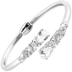 Created Sapphire Bypass Cuff Bracelet in Sterling Silver