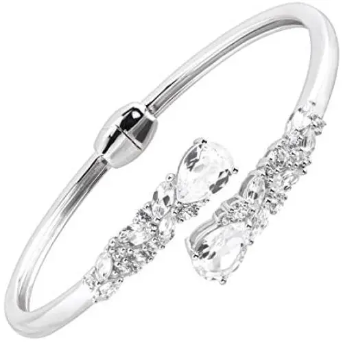 Created Sapphire Bypass Cuff Bracelet in Sterling Silver Created Sapphire Bypass Cuff Bracelet in Sterling Silver
