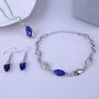 Graces Dawn Beautiful Cubic Zirconia with Platinum Plated Chain Necklace Angel Elf Pendant Mosaic Crystal Necklace Bracelet and Earrings Set Necklace 18'' (Royal Blue)