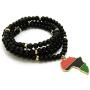 CBC Crown Slanted Pan African Colored Africa Map Continent Pendant on Wooden Bead Necklace
