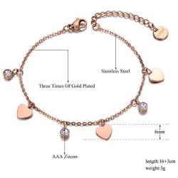 Lokaerlry Trendy Stainless Steel Love Heart CZ Crystal Charm Bracelets for Women Girls Bohemia Chain & Link Bracelet Jewelry