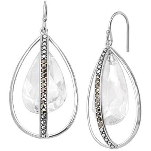 Silpada Happy Hour Drop Earrings with Crystals & Marcasite in Sterling Silver