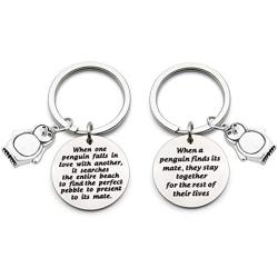 AKTAP Penguin Gifts Penguin Jewelry When a Penguin Finds Its Mate/When One Penguin Falls Love with Another Boyfriend Girlfriend Keychains Penguin Lover Gifts