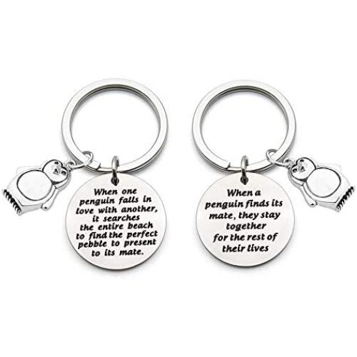 AKTAP Penguin Gifts Penguin Jewelry When a Penguin Finds Its Mate/When One Penguin Falls Love with Another Boyfriend Girlfriend Keychains Penguin Lover Gifts