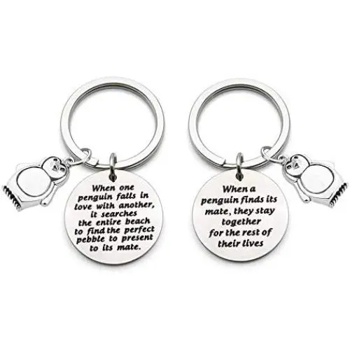 AKTAP Penguin Gifts Penguin Jewelry When a Penguin Finds Its Mate/When One Penguin Falls Love with Another Boyfriend Girlfriend Keychains Penguin Lover Gifts