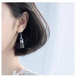 Cute Water Bottle Pendant 925 Sterling Silver Dangle Hook Earrings for Women Girls Funny Aesthetic Acrylic Stud Earring Hypoallergenic Personalized Jewelry Birthday Party Gift for Friends