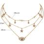 Yalice Dainty Layered Blue Evil Eye Pendant Necklace Chain Crystal Star Dangle Necklaces Water Drop Jewelry for Women and Girls