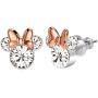 Disney Minnie Mouse Crystal Stud Earrings and Necklace Silver Plated Jewelry Set