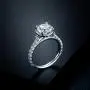 HAFEEZ CENTER 14K Solid White Gold 2ct Round Brilliant Cut DEF Color Moissanite Engagement Ring