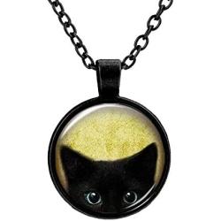 IDB Black Cat Necklace - Peeking Black Cat Pendant - Cute Black Cat Jewelry