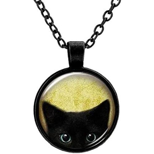 IDB Black Cat Necklace - Peeking Black Cat Pendant - Cute Black Cat Jewelry