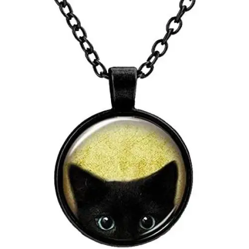 IDB Black Cat Necklace - Peeking Black Cat Pendant - Cute Black Cat Jewelry