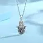 Sterling Silver Hamsa Necklace for Women AEONSLOVE Vintage Hamsa Hand of Fatima Evil Eye Necklace Pendant Good Luck Success Amulet Lotus Charm Jewelry Gifts for Womens Girls Wife