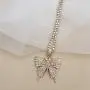 Yixin Butterfly Choker Necklace for Women Girls Crystal Rhinestone Ball Tennis Chain Jewelry Pendant Collar Necklace at Party Wedding