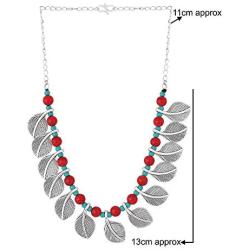 MUCH-MORE Indian Oxidized Colored Pearl Beaded Tribal Necklace Set Traditional Jewelry for Women (FN-314)